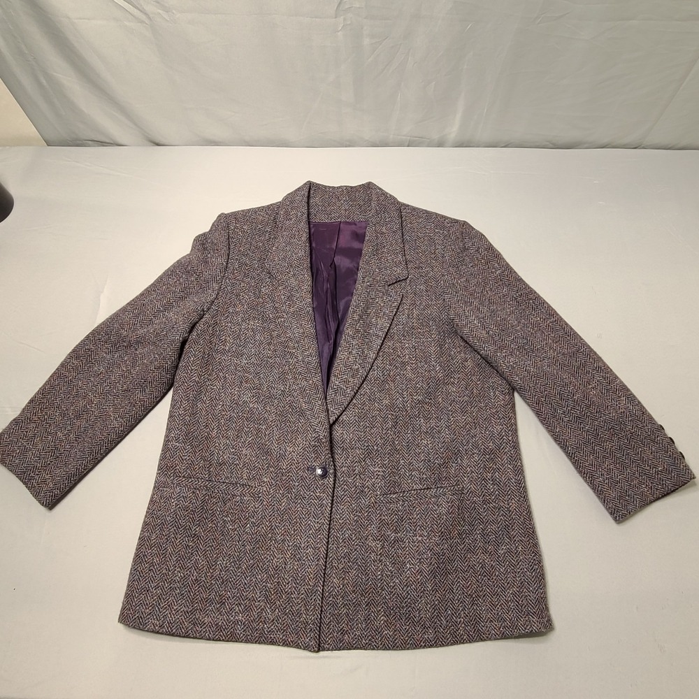 Boundry Waters Blazer Womens 16 Pure Wool Tweed Herringbone Old Money‎ Jacket